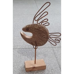 Skulptur Fisch aus Holz und...