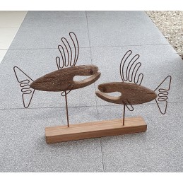 Skulptur Fische aus Holz...