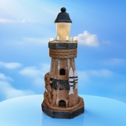 Holz LED-Leuchtturm - shabby